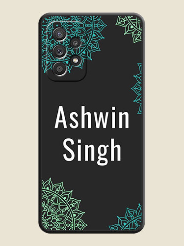 Custom Your Name with Floral Design on Space Black Custom Soft Matte Back Cover - Galaxy A52 4G