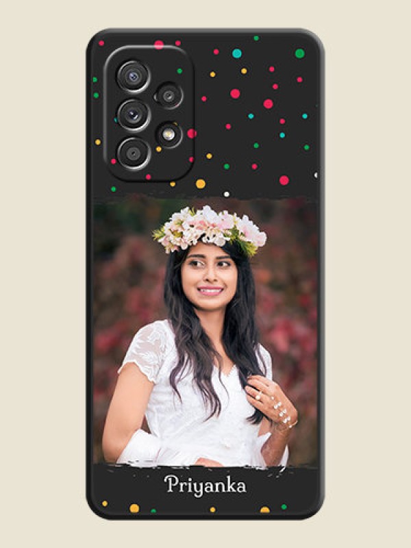 Custom Multicolor Dotted Pattern with Text on Space Black Custom Soft Matte Phone Back Cover - Galaxy A52s 5G