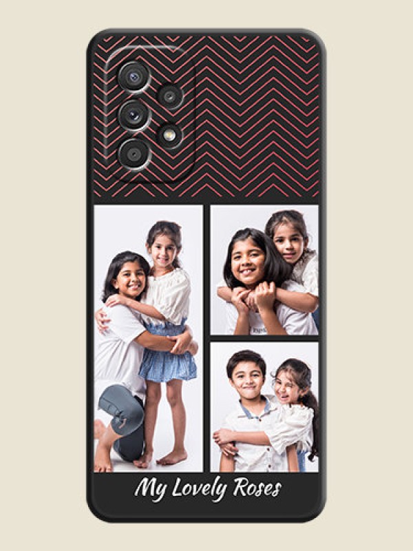 Custom Wave Pattern with 3 Image Holder on Space Black Custom Soft Matte Back Cover - Galaxy A52s 5G