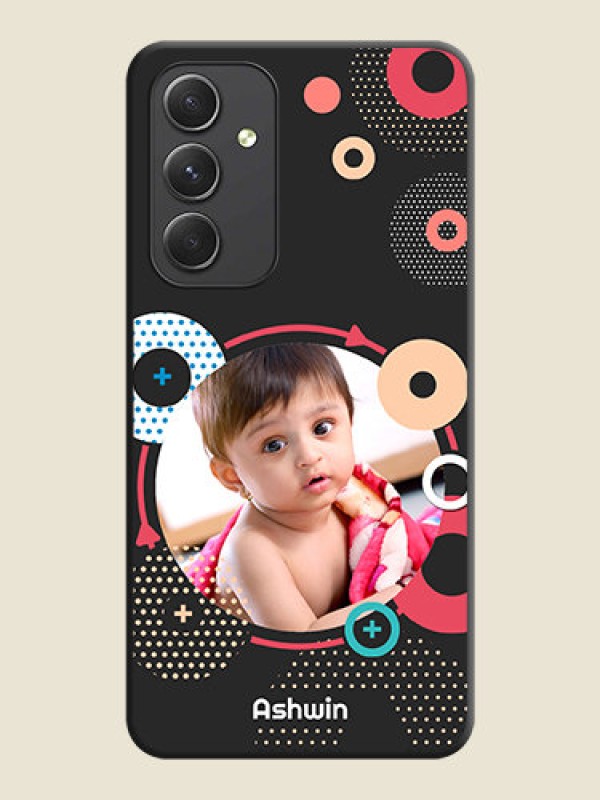 Custom Multicoloured Round Image on Personalised Space Black Soft Matte Cases - Galaxy A54 5G