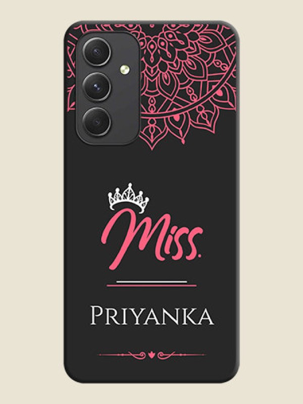 Custom Mrs Name with Floral Design on Space Black Personalized Soft Matte Phone Covers - Galaxy A54 5G