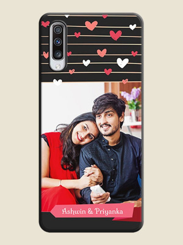 Custom Love Pattern with Name on Pink Ribbon  - Photo on Space Black Soft Matte Back Cover - Galaxy A70S