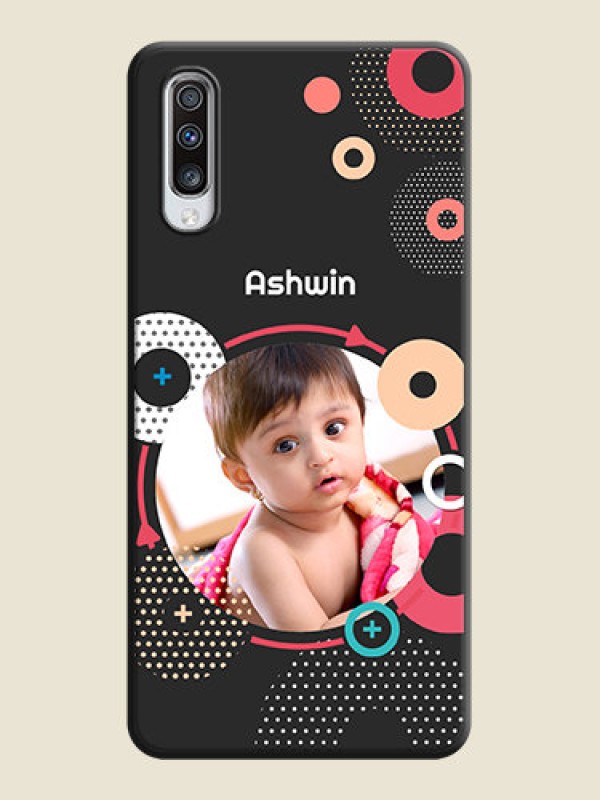 Custom Multicoloured Round Image on Personalised Space Black Soft Matte Cases - Galaxy A70S