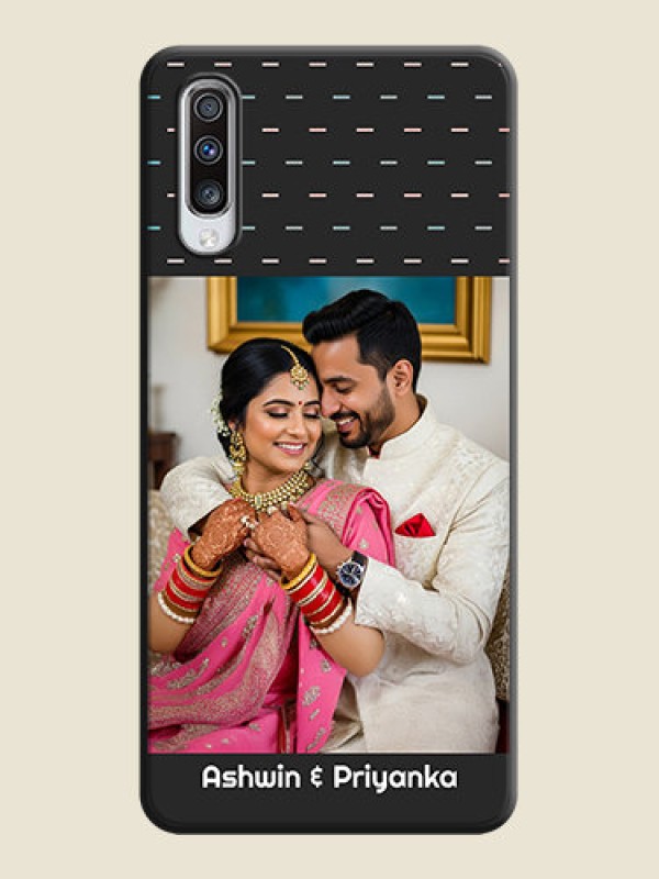 Custom Line Pattern Design with Text on Space Black Custom Soft Matte Phone Back Cover - Galaxy A70S