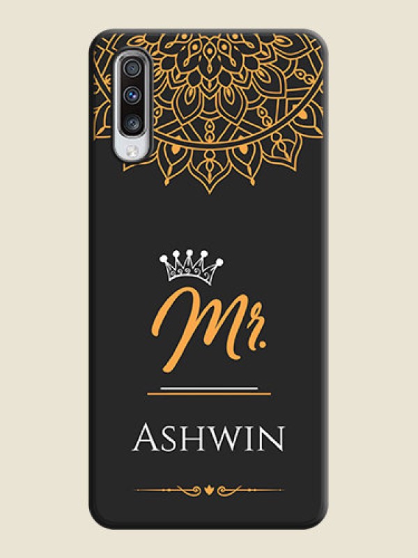 Custom Mr Name with Floral Design  on Personalised Space Black Soft Matte Cases - Galaxy A70S