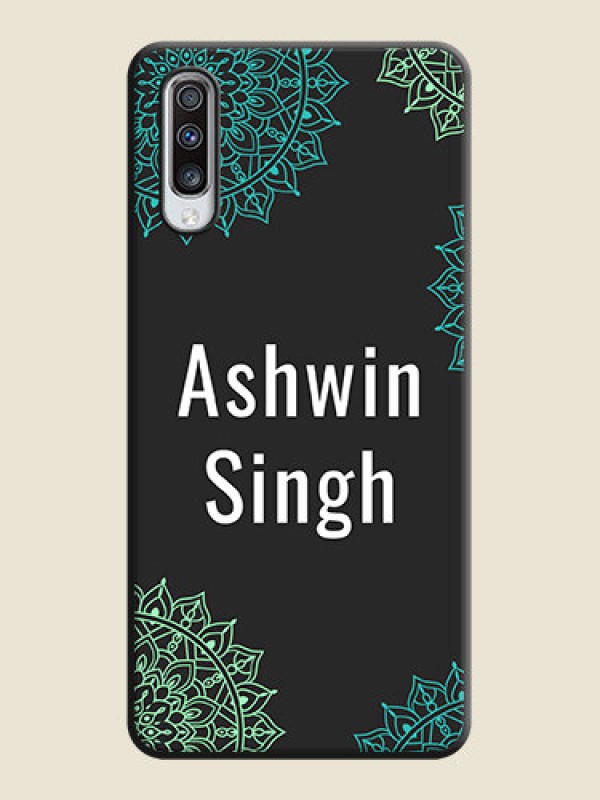 Custom Your Name with Floral Design on Space Black Custom Soft Matte Back Cover - Galaxy A70S