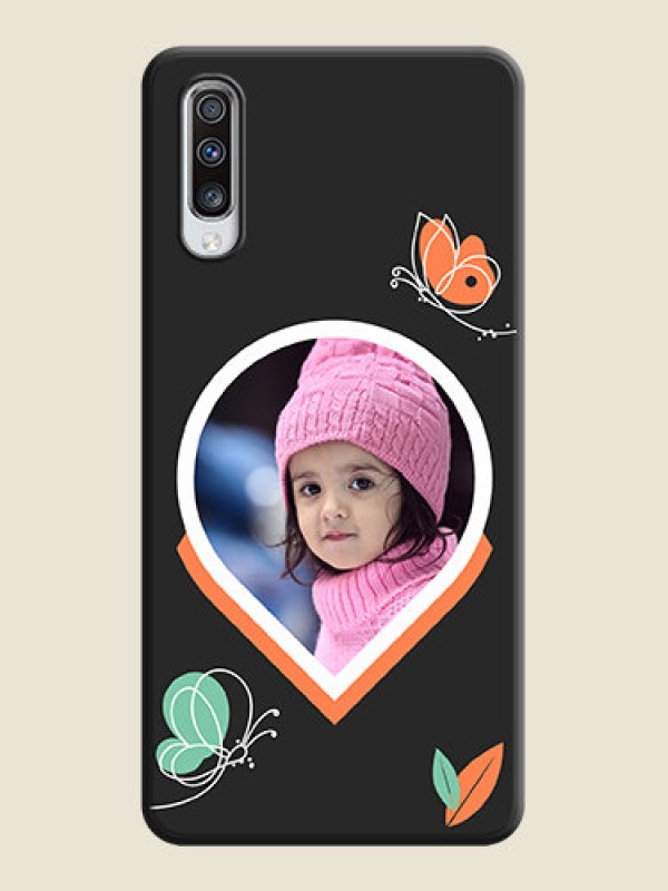 Custom Upload Pic With Simple Butterly Design On Space Black Personalized Soft Matte Phone Covers -Samsung Galaxy A70S