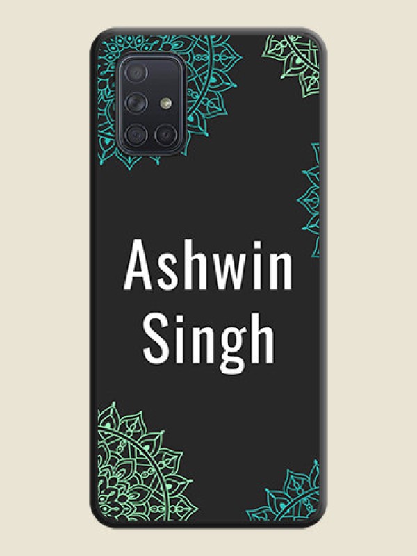 Custom Your Name with Floral Design on Space Black Custom Soft Matte Back Cover - Galaxy A71