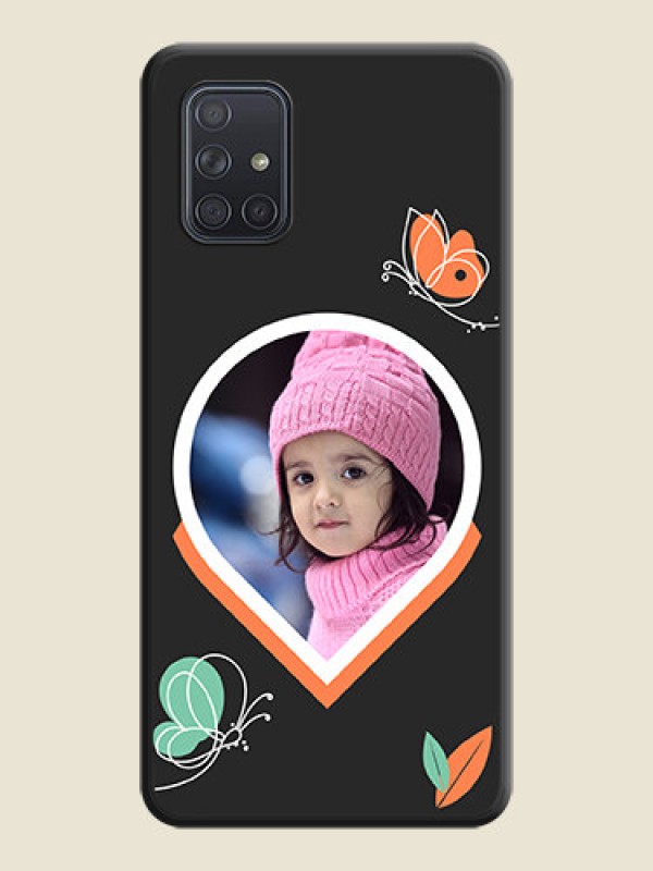 Custom Upload Pic With Simple Butterly Design On Space Black Personalized Soft Matte Phone Covers -Samsung Galaxy A71