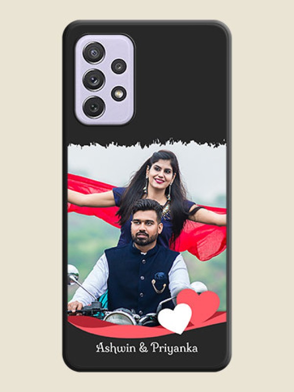 Custom Pin Color Love Shaped Ribbon Design with Text on Space Black Custom Soft Matte Phone Back Cover - Galaxy A72
