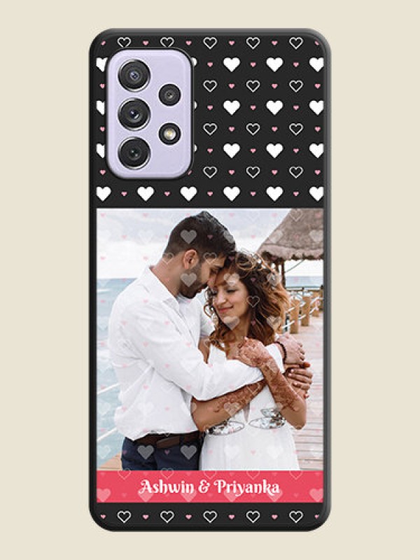 Custom White Color Love Symbols with Text Design on Photo on Space Black Soft Matte Phone Cover - Galaxy A72