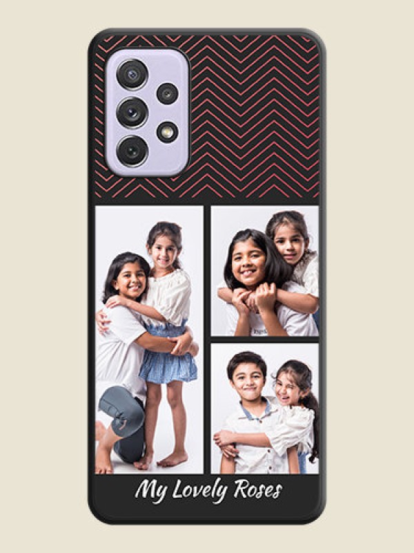Custom Wave Pattern with 3 Image Holder on Space Black Custom Soft Matte Back Cover - Galaxy A72