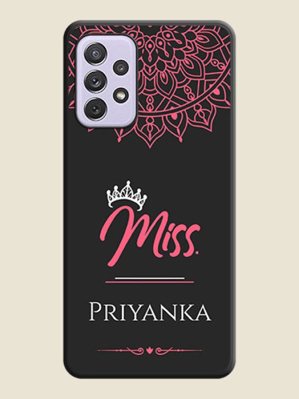 Custom Mrs Name with Floral Design on Space Black Personalized Soft Matte Phone Covers - Galaxy A72