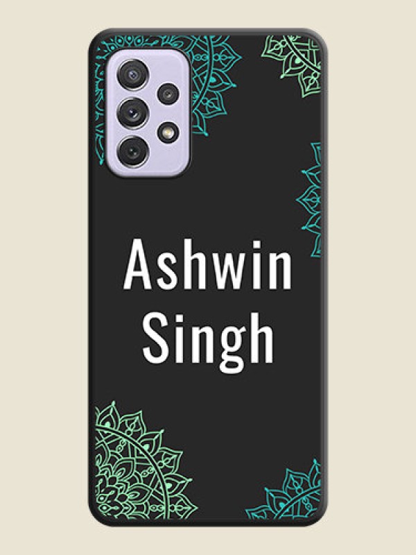 Custom Your Name with Floral Design on Space Black Custom Soft Matte Back Cover - Galaxy A72