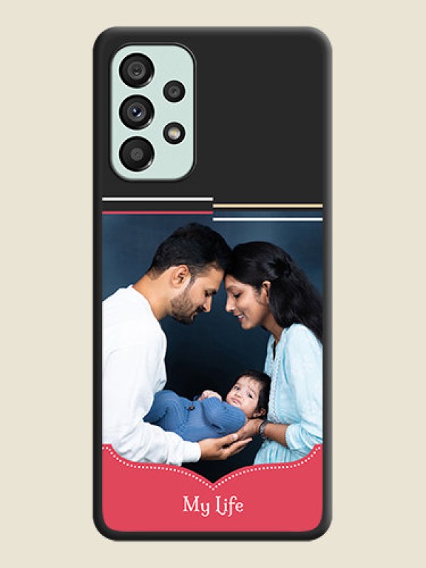 Custom Classic Plain Design with Name on Photo on Space Black Soft Matte Phone Cover - Galaxy A73 5G