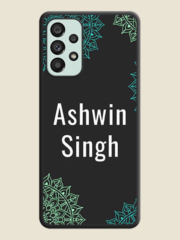Custom Your Name with Floral Design on Space Black Custom Soft Matte Back Cover - Galaxy A73 5G