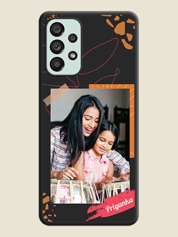 Custom Orange Photo Frame on Space Black Custom Soft Matte Phone Back Cover - Galaxy A73 5G