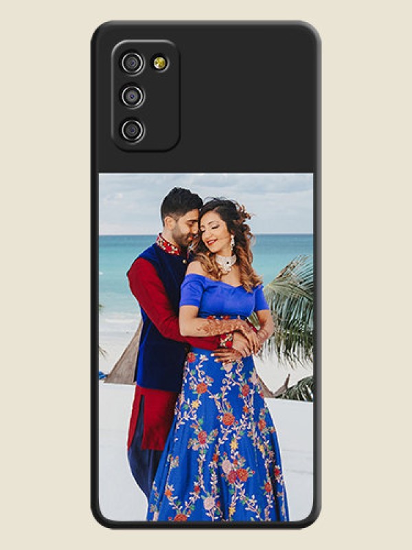 Custom Image Upload With Space Black Color On Custom Soft Matte Mobile Back Cover - Samsung Galaxy F02S