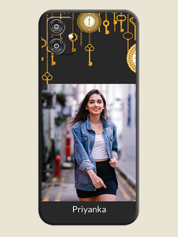 Custom Decorative Design with Text on Space Black Custom Soft Matte Back Cover - Galaxy F04
