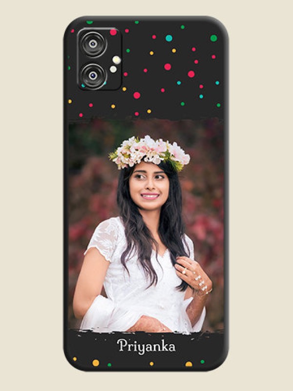 Custom Multicolor Dotted Pattern with Text on Space Black Custom Soft Matte Phone Back Cover - Galaxy F04