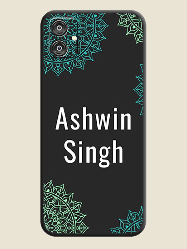 Custom Your Name with Floral Design on Space Black Custom Soft Matte Back Cover - Galaxy F04