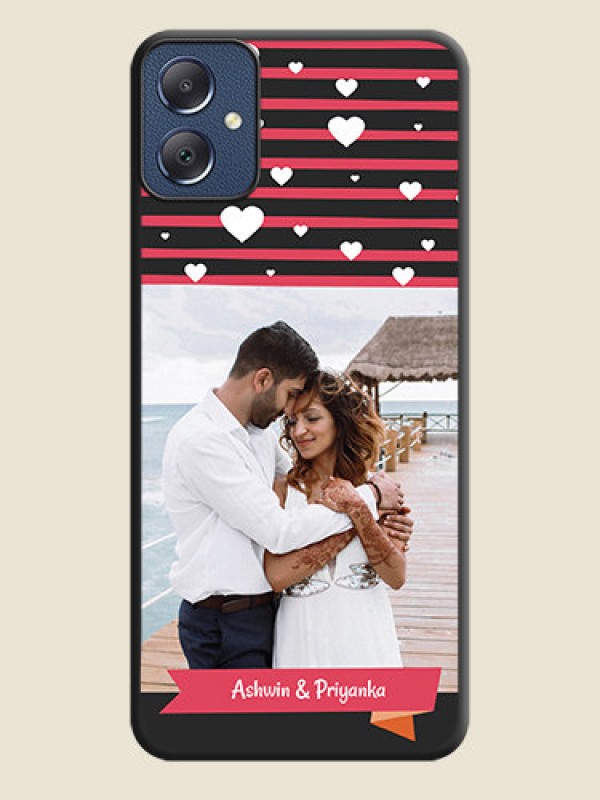 Custom White Color Love Symbols with Pink Lines Pattern On Space Black Custom Soft Matte Mobile Back Cover - Galaxy F05