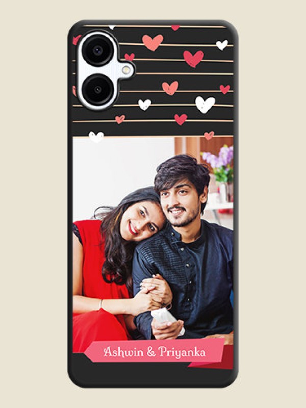 Custom Love Pattern with Name on Pink Ribbon on Photo On Space Black Custom Soft Matte Mobile Back Cover - Galaxy F06