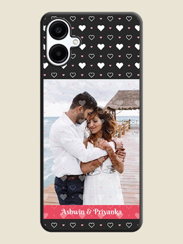 Custom White Color Love Symbols with Text Design on Photo On Space Black Custom Soft Matte Mobile Back Cover - Galaxy F06