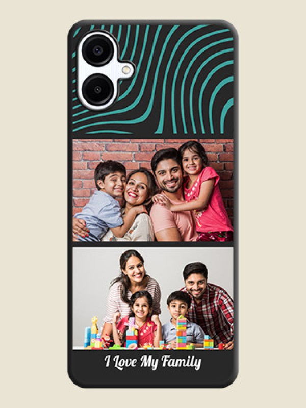 Custom Wave Pattern with 2 Image Holder On Space Black Custom Soft Matte Mobile Back Cover - Galaxy F06