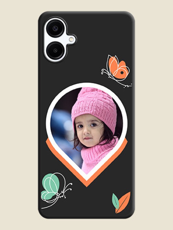 Custom Upload Pic With Simple Butterly Design On Space Black Custom Soft Matte Mobile Back Cover - Galaxy F06