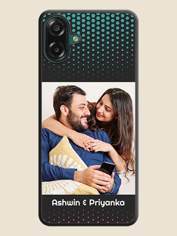 Custom Faded Dots with Grunge Photo Frame and Text On Space Black Custom Soft Matte Mobile Back Cover - Samsung Galaxy F07
