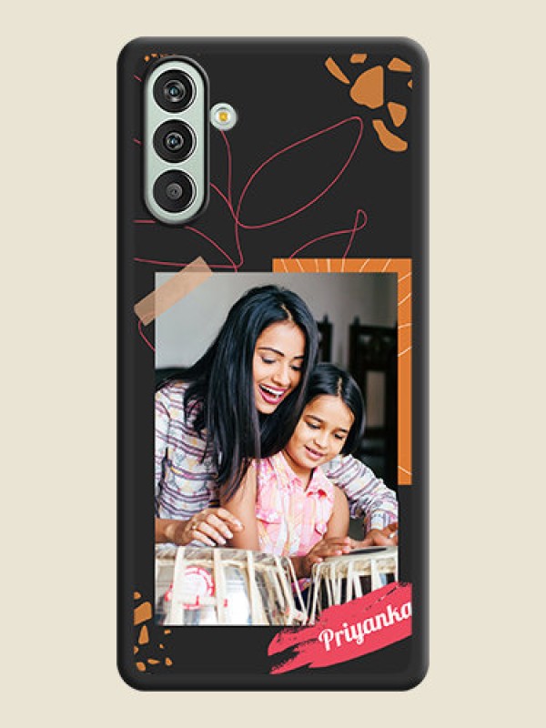 Custom Orange Photo Frame on Space Black Custom Soft Matte Phone Back Cover - Xamsung Galaxy F13 
