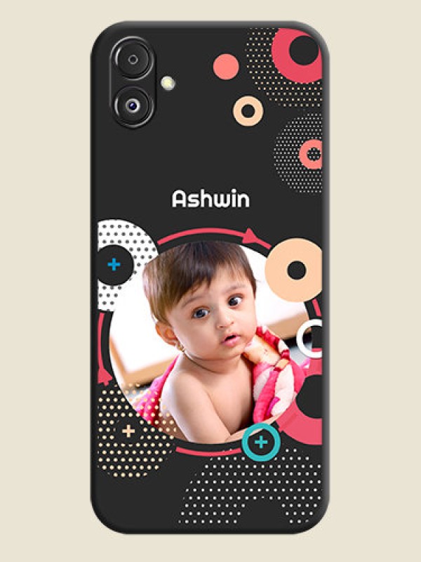 Custom Multicoloured Round Image on Personalised Space Black Soft Matte Cases - Galaxy F14 5G