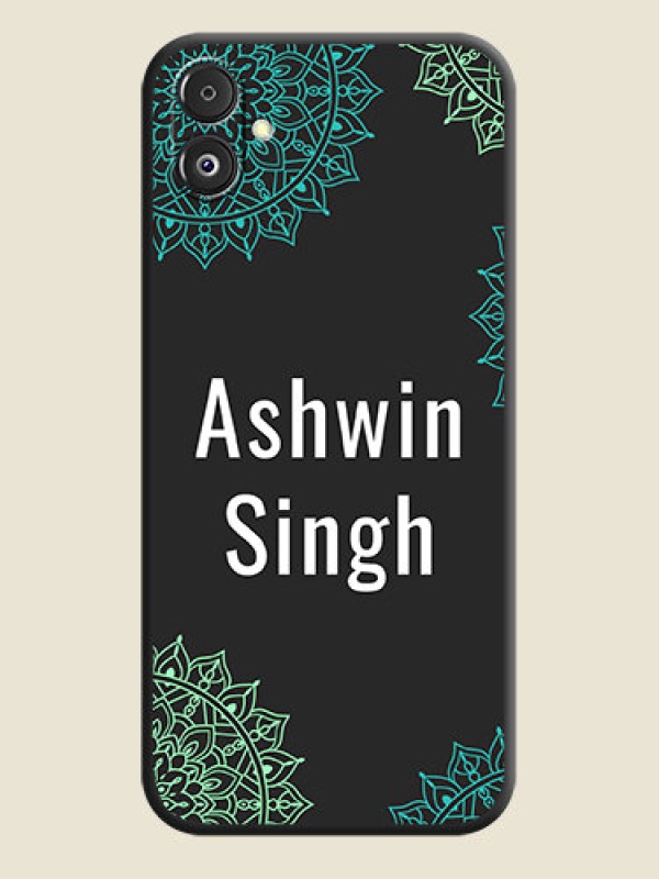 Custom Your Name with Floral Design on Space Black Custom Soft Matte Back Cover - Galaxy F14 5G