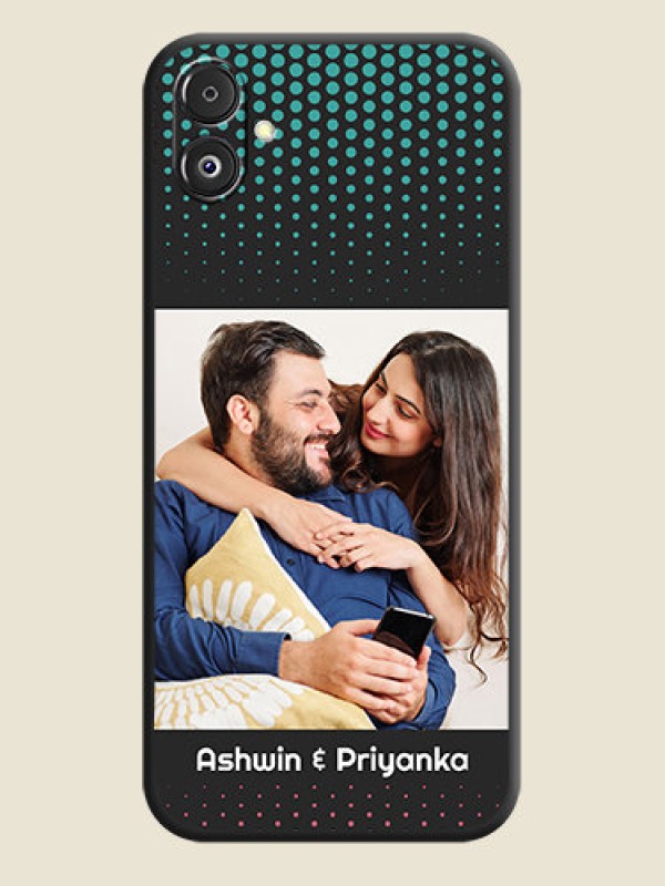 Custom Faded Dots with Grunge Photo Frame and Text on Space Black Custom Soft Matte Phone Cases - Galaxy F14 5G