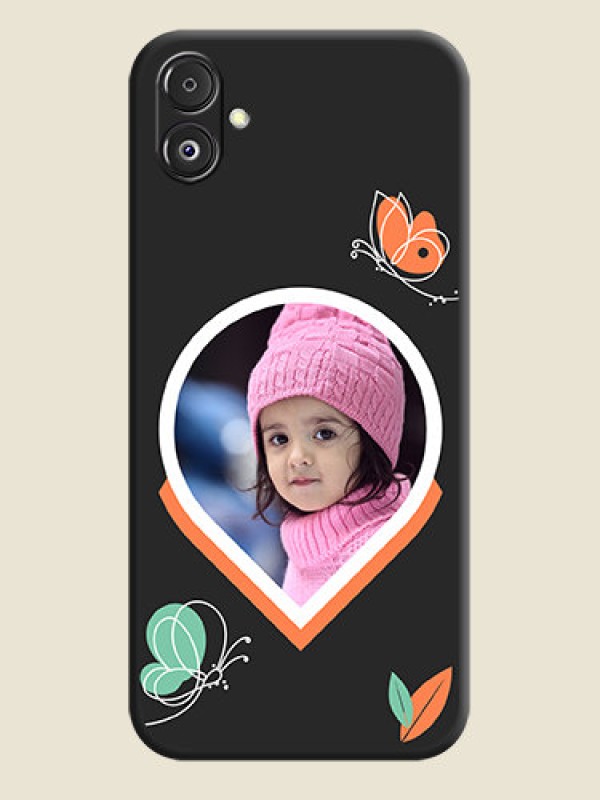 Custom Upload Pic With Simple Butterly Design On Space Black Personalized Soft Matte Phone Covers - Galaxy F14 5G