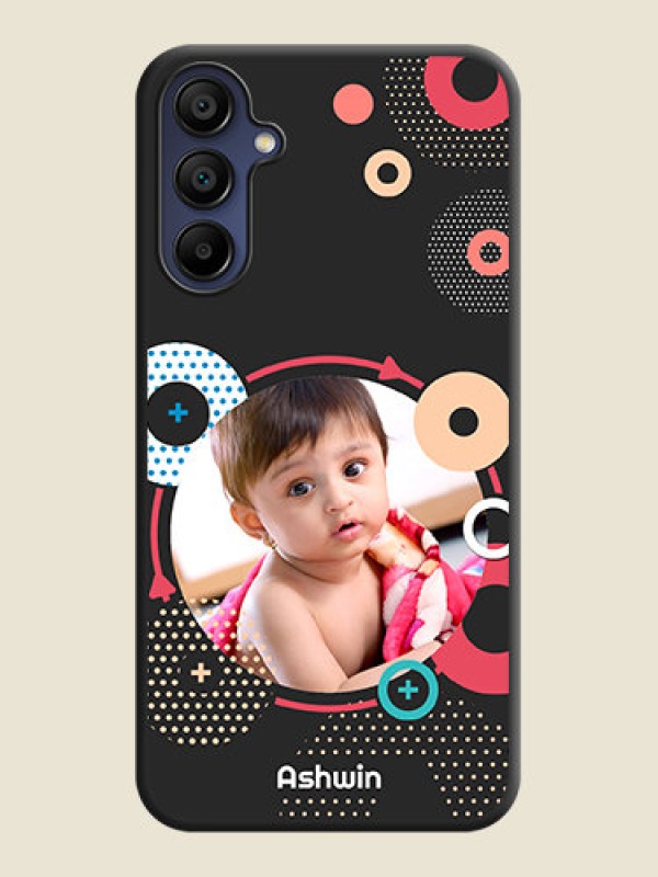 Custom Multicoloured Round Image on Personalised Space Black Soft Matte Cases - Galaxy F15 5G