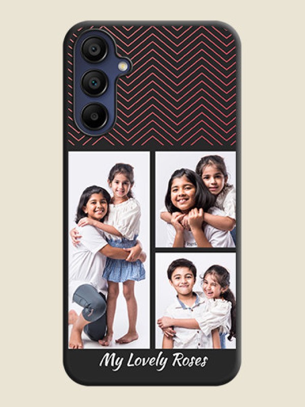 Custom Wave Pattern with 3 Image Holder on Space Black Custom Soft Matte Back Cover - Galaxy F15 5G