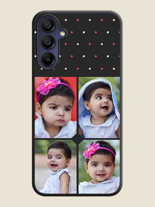 Custom Multicolor Dotted Pattern with 4 Image Holder on Space Black Custom Soft Matte Phone Cases - Galaxy F15 5G