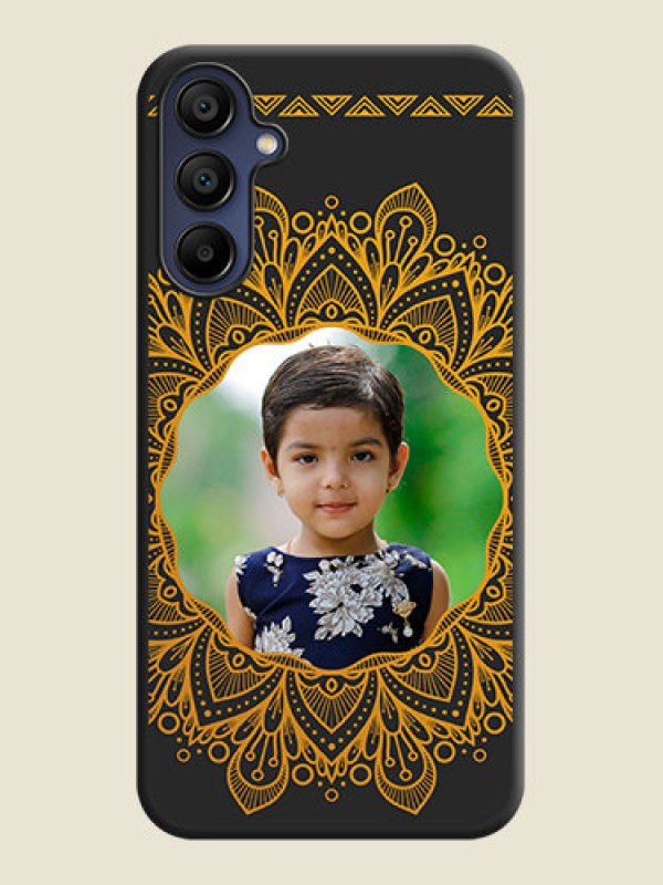 Custom Round Image with Floral Design - Photo on Space Black Soft Matte Mobile Cover - Galaxy F15 5G