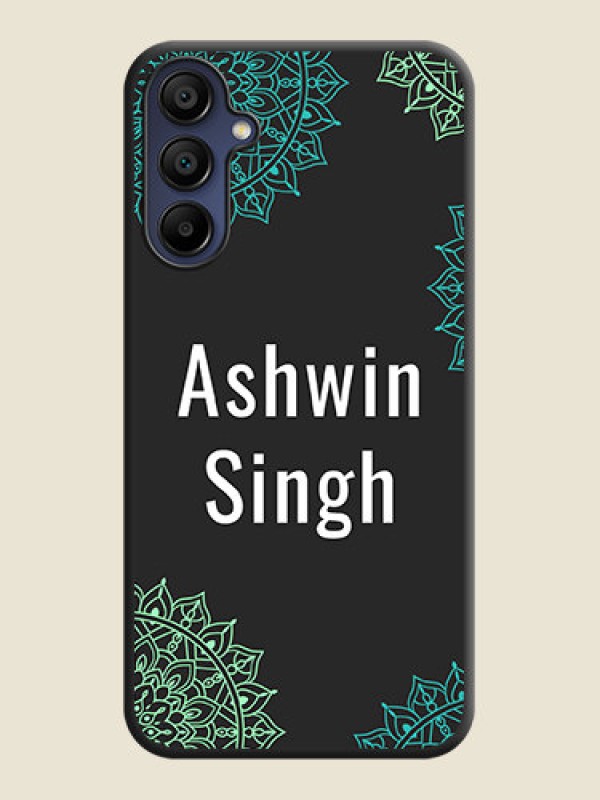 Custom Your Name with Floral Design on Space Black Custom Soft Matte Back Cover - Galaxy F15 5G