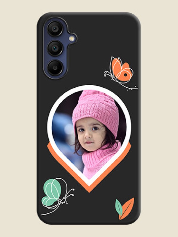 Custom Upload Pic With Simple Butterly Design On Space Black Personalized Soft Matte Phone Covers - Galaxy F15 5G