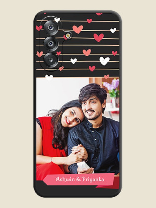 Custom Love Pattern with Name on Pink Ribbon on Photo On Space Black Custom Soft Matte Mobile Back Cover - Samsung Galaxy F17 5G