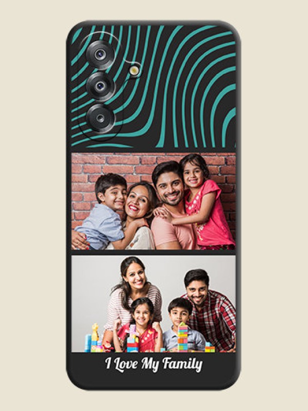 Custom Wave Pattern with 2 Image Holder On Space Black Custom Soft Matte Mobile Back Cover - Samsung Galaxy F17 5G