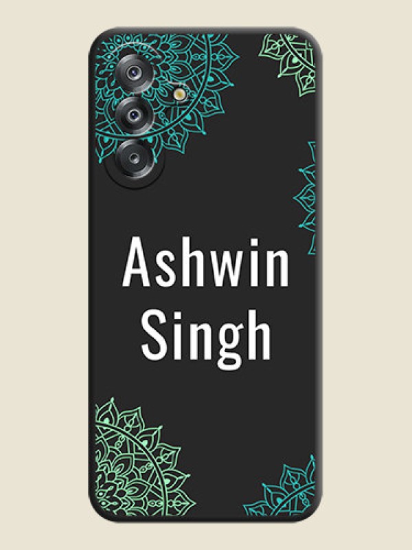 Custom Your Name with Floral Design On Space Black Custom Soft Matte Mobile Back Cover - Samsung Galaxy F17 5G