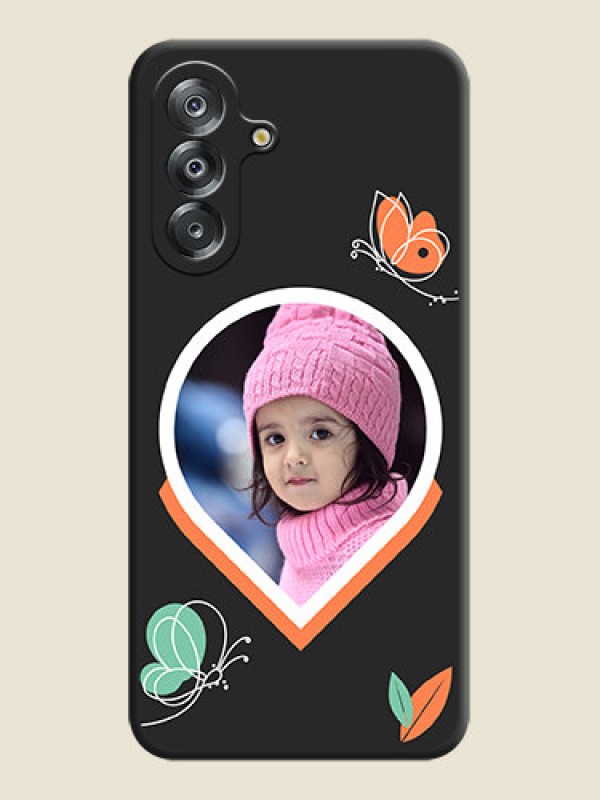 Custom Upload Pic With Simple Butterly Design On Space Black Custom Soft Matte Mobile Back Cover - Samsung Galaxy F17 5G
