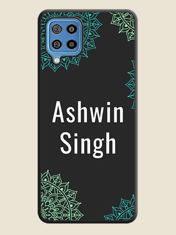 Custom Your Name with Floral Design on Space Black Custom Soft Matte Back Cover - Galaxy F22