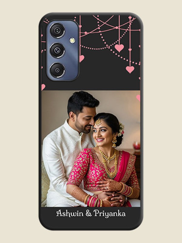 Custom Pink Love Hangings with Text on Space Black Custom Soft Matte Back Cover - Galaxy F34 5G