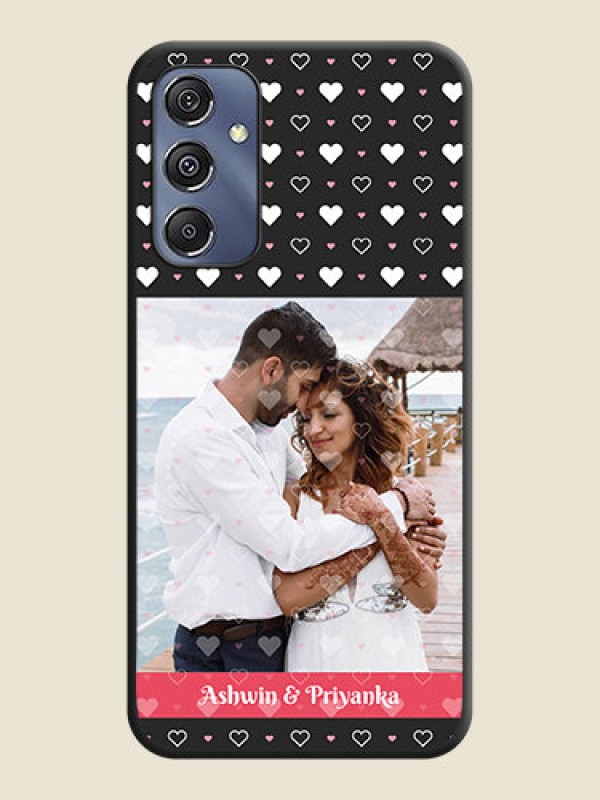 Custom White Color Love Symbols with Text Design - Photo on Space Black Soft Matte Phone Cover - Galaxy F34 5G