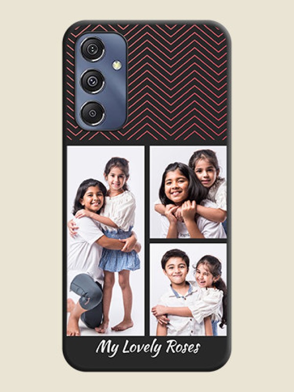 Custom Wave Pattern with 3 Image Holder on Space Black Custom Soft Matte Back Cover - Galaxy F34 5G